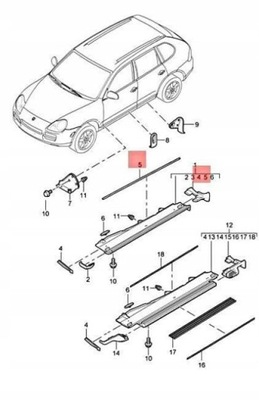 Прокладка порог porsche cayenne оригинал nowa фото №1