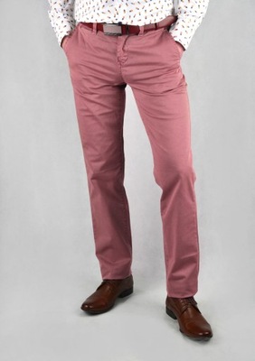 Spodnie chino męskie różowe SLIM W34 L32 bawełnianie 34/32