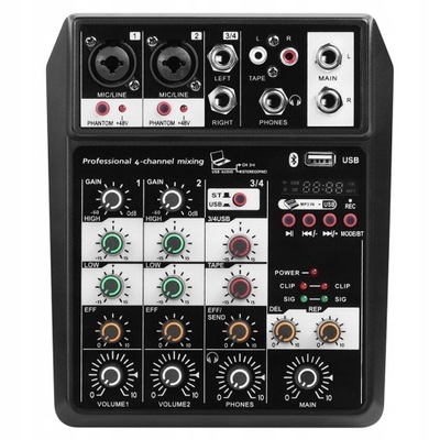 Mini 4 Channel Mixer Audio DJ Console with Sound