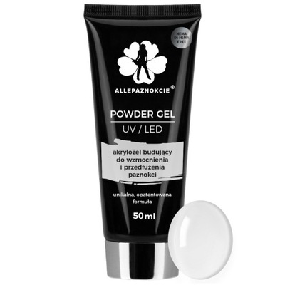 AllePaznokcie Akrylożel Budujący Powder Gel - Clear 50 ml