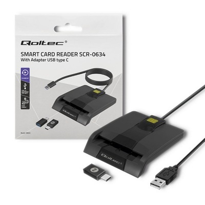 Qoltec Inteligentny czytnik chipowych kart ID SCR-0634 USB typ C