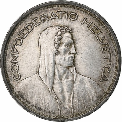 Szwajcaria, 5 Francs, 1948, Bern, Srebro, EF(40-45