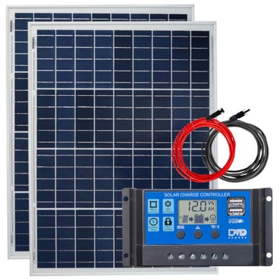 PANEL SŁONECZNY ZESTAW 2x50W 12V REGULATOR 2xUSB