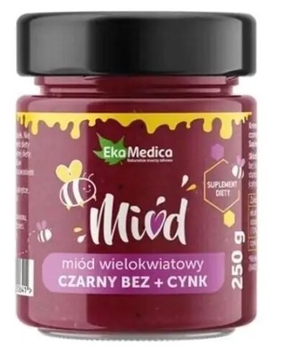 Ekamedica Miód wielokwiatowy czarny bez cynk 250 g