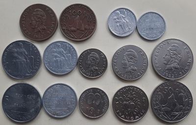 POLINEZJA FRANCUSKA zestaw 7 monet