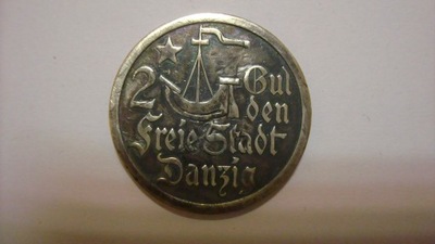 Moneta 2 guldeny 1923 Gdańsk WMG stan 3-