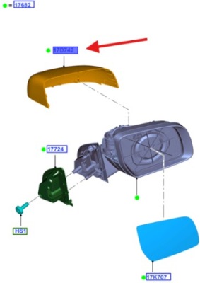 Корпус зеркало левая ranger 2011- 1717989 _ ab39-17k747-ca фото №1