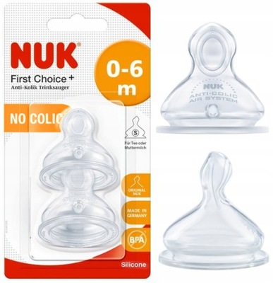 NUK First Choice+ silikonowy SMOCZEK do butelki 0-6m S