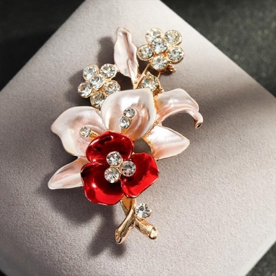 Kryształowa broszka z kwiatem przypinka Rhinestone
