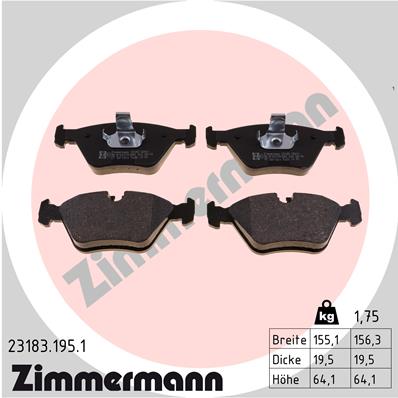 ZIMMERMANN 23183.195.1 КОЛОДКИ ТОРМОЗНЫЕ