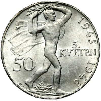 Czechosłowacja - moneta - 50 Koron 1948 - Powstanie Praskie - Srebro