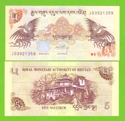 BHUTAN 5 NGULTRUM 2011 P-28b UNC