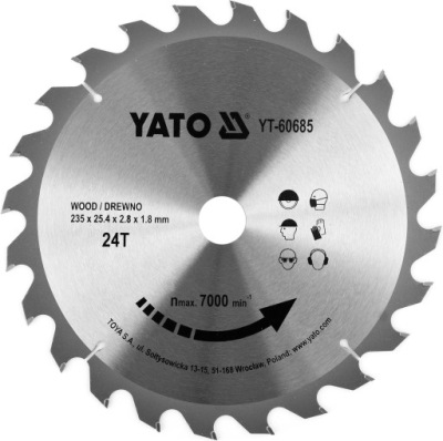 YATO ŠTÍT WIDIOWA WOOD 235 x 25,4 očakávané mm 24 T