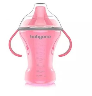 BABYONO Kubek niekapek twardy ustnik różowy-260 ml