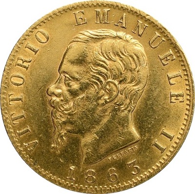 Włochy, 20 lirów 1863, Vittorio Emanuele II