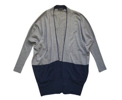 Narzutka szara sweter blezer 100% wełna merino wełniany kardigan S 36/38