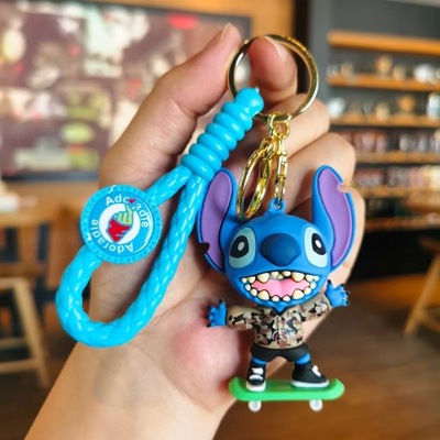 Disney Cartoon Anime Lilo and Stitch Pendant Keychains Holder Car Key 