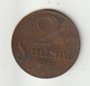 Lotwa 2 sentimi 1932 ladny stan