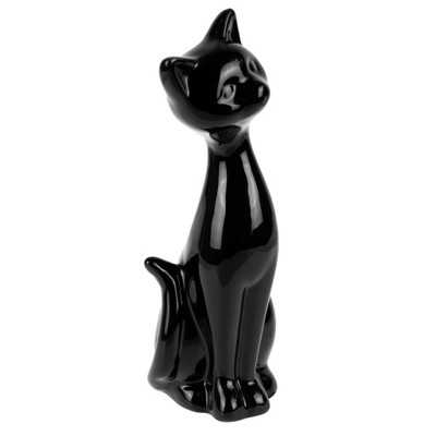Kot ceramiczny figurka ceramiczna czarna błyszcząca