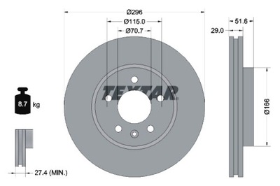 TEXTAR DISCOS DE FRENADO 2 PIEZAS PARTE DELANTERA CHEVROLET CAPTIVA EQUINOX OPEL  