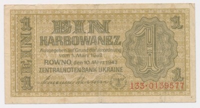 3291. Ukraina 1 karbowaniec 1942 st. 3+