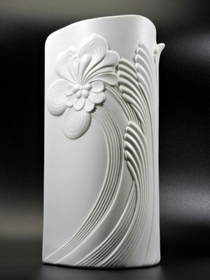 Duży wazon rzeźba biały Kaiser design M. Frey kwiat
