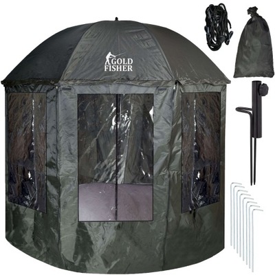Parasol wędkarski namiot z osłoną ciemnozielony