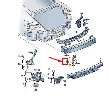 Audi e-tron gt rear бампер cover support rail кронштейн 9j1825131 фото №1