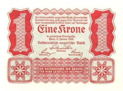 Austria - I Republika - BANKNOT - 1 Korona 1922