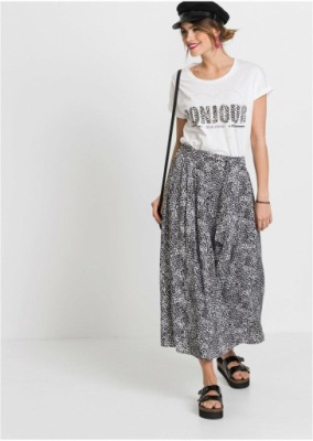 3B3D22 BONPRIX SPÓDNICA Z WIĄZANYM PASKIEM WZORZYSTA 36