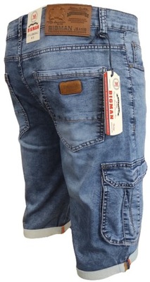Spodenki Męskie Jeansowe Bojówki Krótkie Spodnie Jeans W35