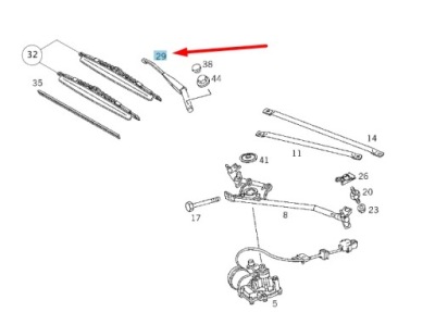 Mercedes-benz slk r170 передні ліва важіль двірники lhd a1708200544 фото №1