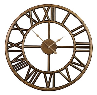 Zegar ścienny złoty brąz metalowy loft retro 80cm