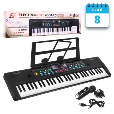 Keyboard dla dzieci 5+ Stojak na nuty Mikrofon + Kolorowe przyciski - model