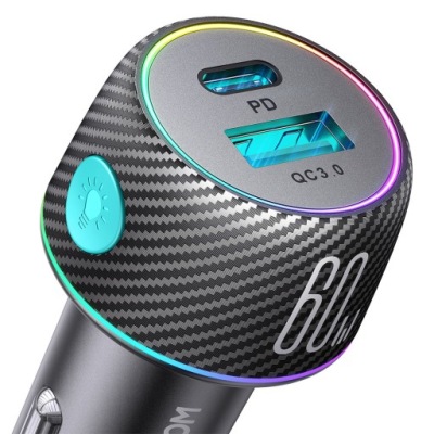 JOYROOM ŁADOWARKA SAMOCHODOWA SZYBKIE ŁADOWANIE 60W USB-C USB-A
