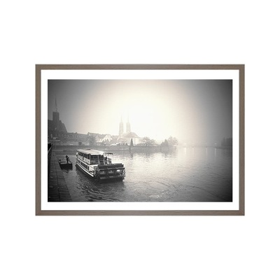 Foto-obraz Przystań Tumska biało-czarny we mgle