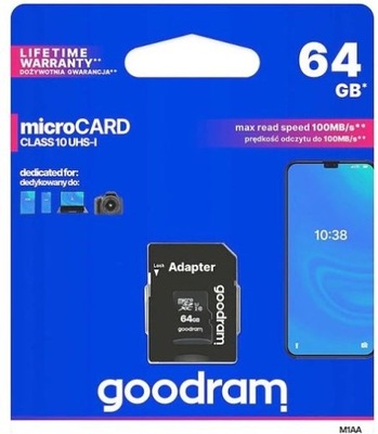 GOODRAM microSDHC 64GB Class 10 + adapter