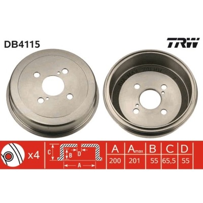 БАРАБАН ТОРМОЗНОЙ ЗАД TRW DB4115