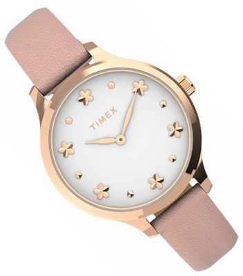 Klasyczny zegarek damski na skórzanym pasku Timex