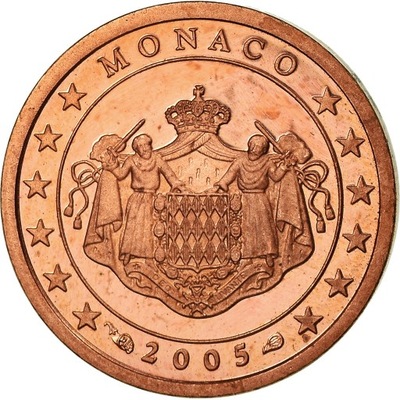 Monaco, Euro Cent, 2005, BE, MS(65-70), Miedź plat