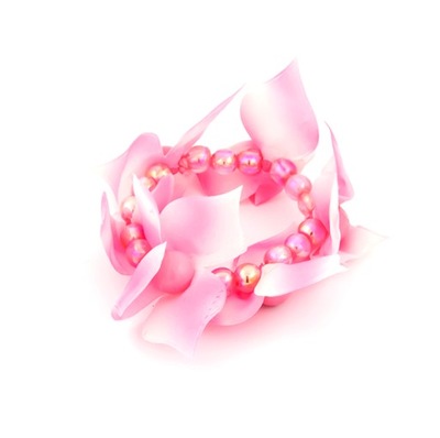Gumka scrunchies kwiaty cieniowane perły różowa