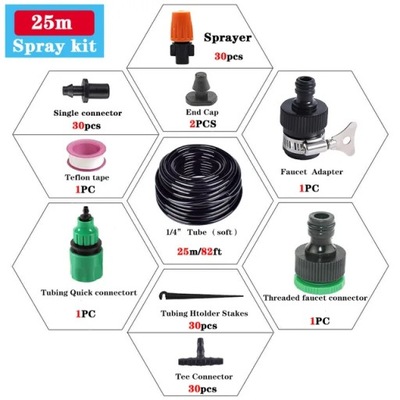 Zestaw zraszaczy 25m Ogród DIY Automatyczny system nawadniania mikrokroplow