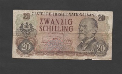 BANKNOT Austria -- 20 Szylingów -- 1956 rok