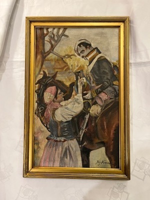 Obraz ,,Ułan pijący wodę", Jerzy Kossak (1886-1955)