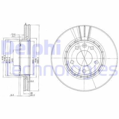 ДИСК ТОРМОЗНОЙ DELPHI BG3768 RENAULT TRAFIC 01