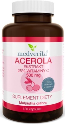 MEDVERITA Acerola 500 mg ekstrakt WITAMINA C 120 kapsułek