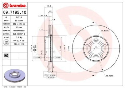 DISCOS DE FRENADO PARTE DELANTERA BREMBO 09.7195.10 09719510  