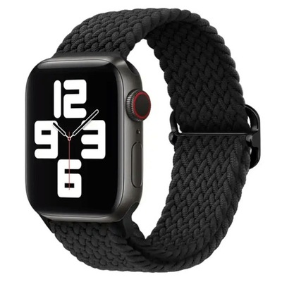 Pasek Opaska Plecionka Czarny do Apple Watch 3 4 5 6 7 8 9 SE 38/40/41mm