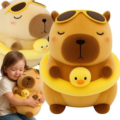 PLUSZOWA KAPIBARA Z KACZUSZKĄ UROCZA DUŻA MIĘKKA PLUSZOWA 35cm