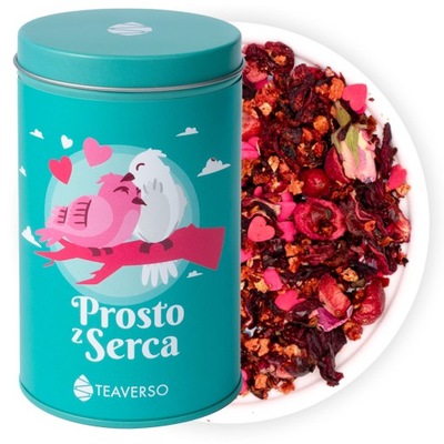 Herbata owocowa hibiskus róża truskawka 80g puszka